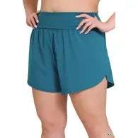 teal fold over shorts