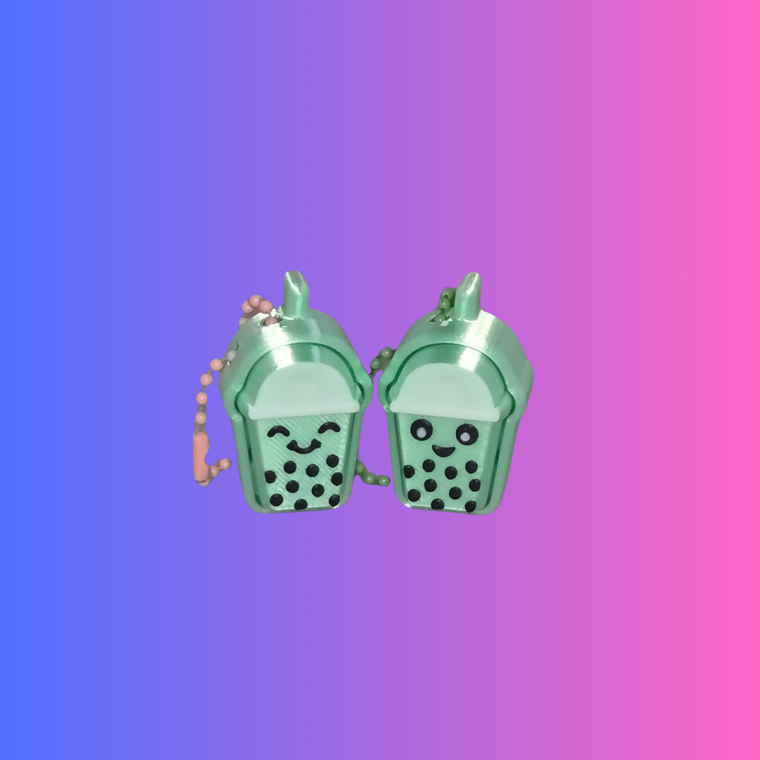 Boba Cup Clicker Keychain β Random Style Fidget Toy with Ball Chain