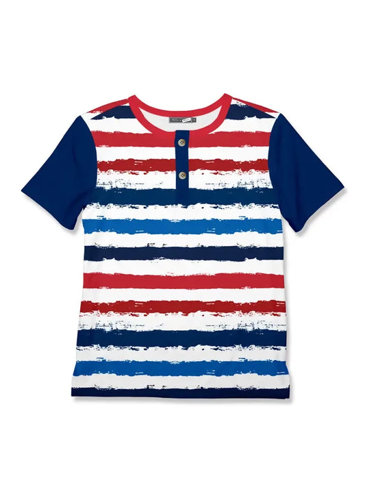 red white and navy stripe boy top