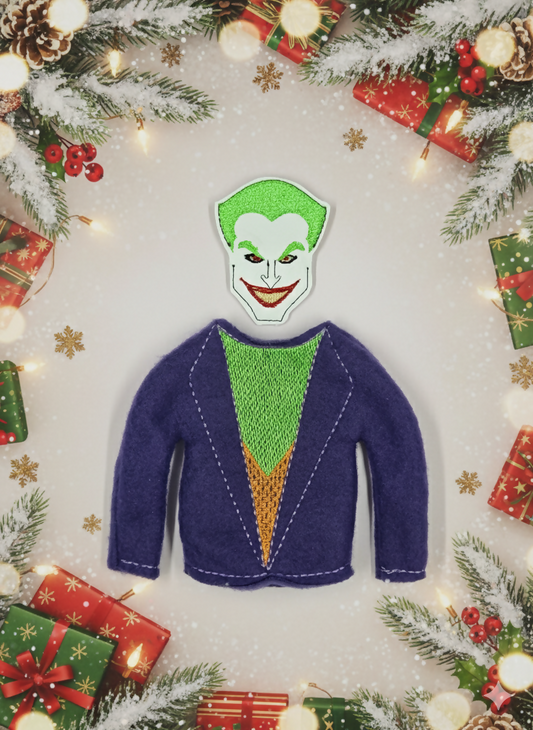 Jester Bat Vigilante Elf Costume – Embroidered Outfit & Mask Set