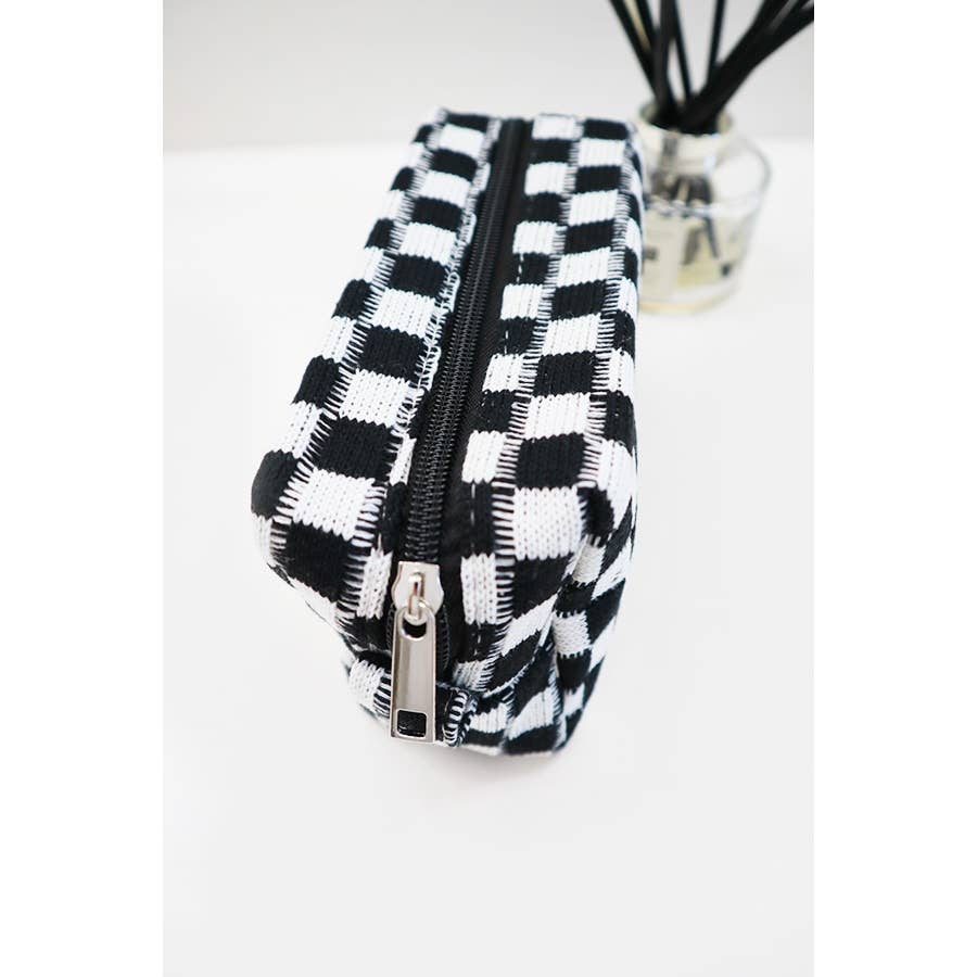 Pink Checkered  Cosmetic Bag
