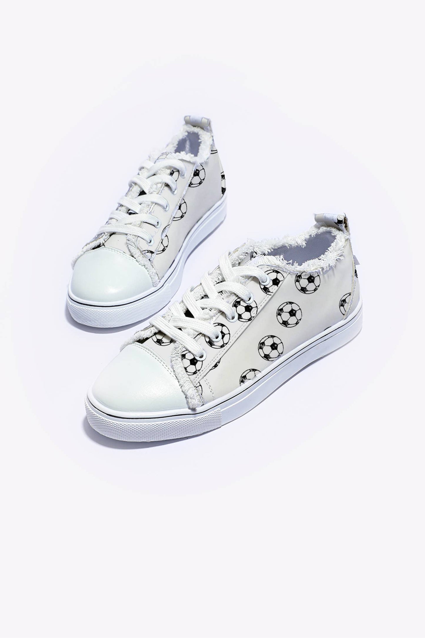Soccer Print Frayed Canvas Sneakers
