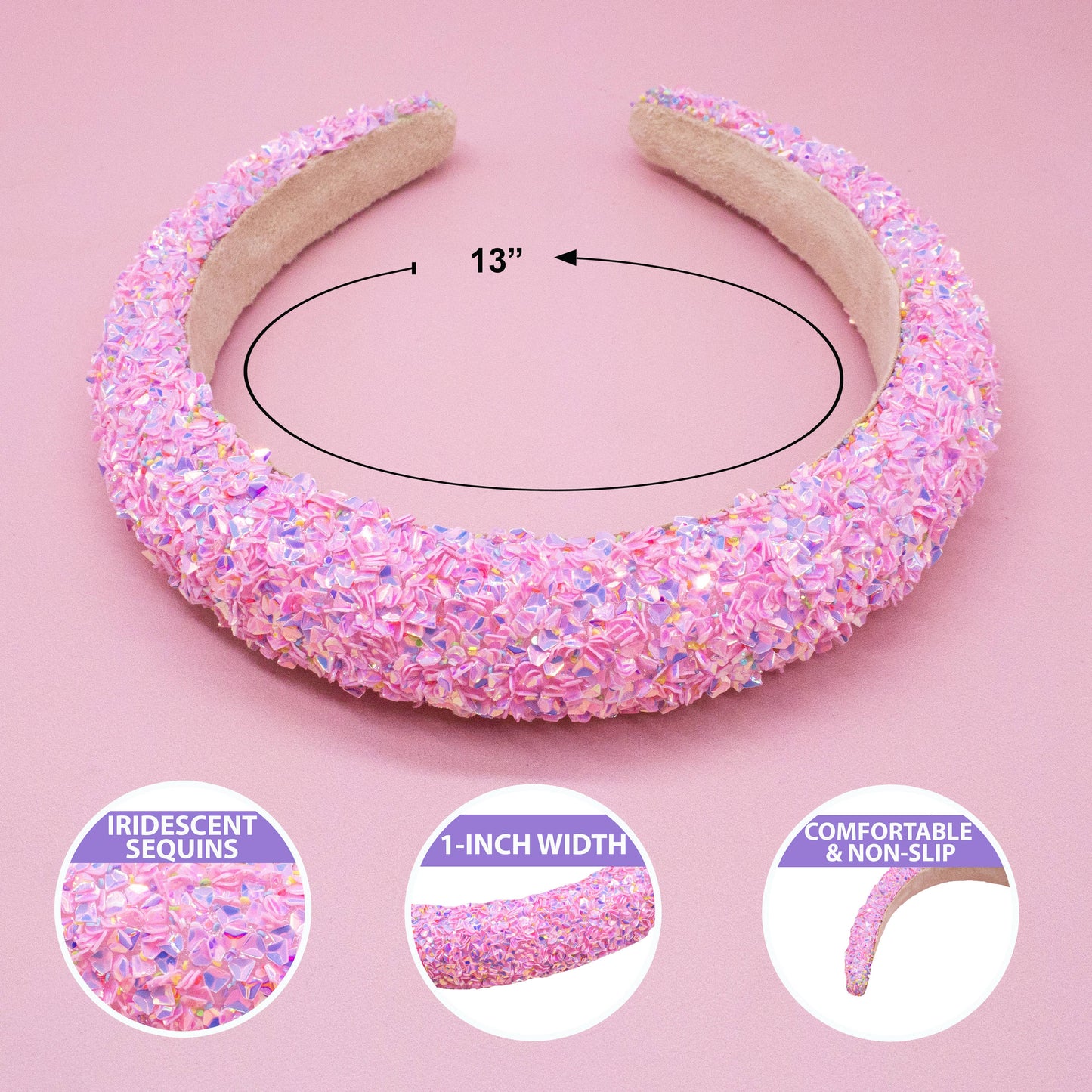 Pink Chunky Sequin Headband
