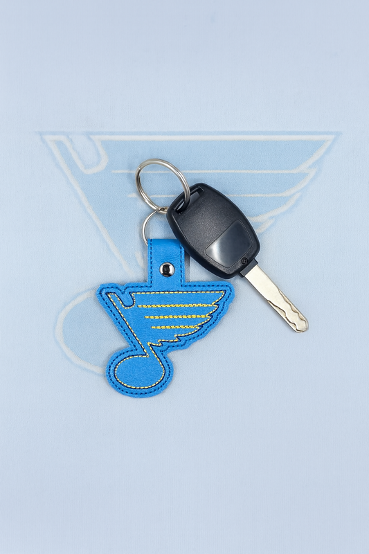 St. Louis Blues Note Embroidered Keychain | Blue and Gold Vinyl Keychain