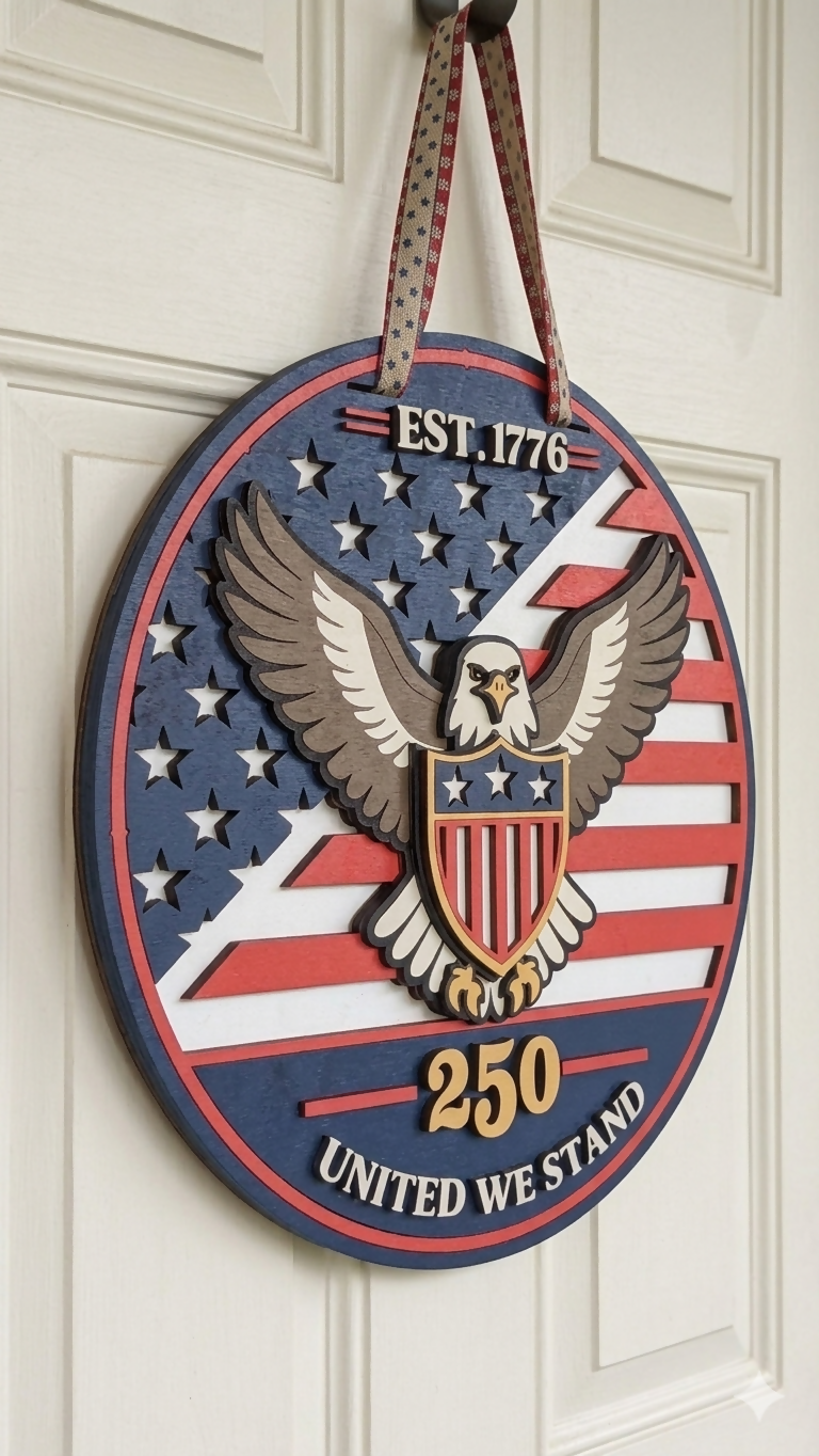 Patriotic Eagle – America’s 250th Birthday Commemorative Door Hanger