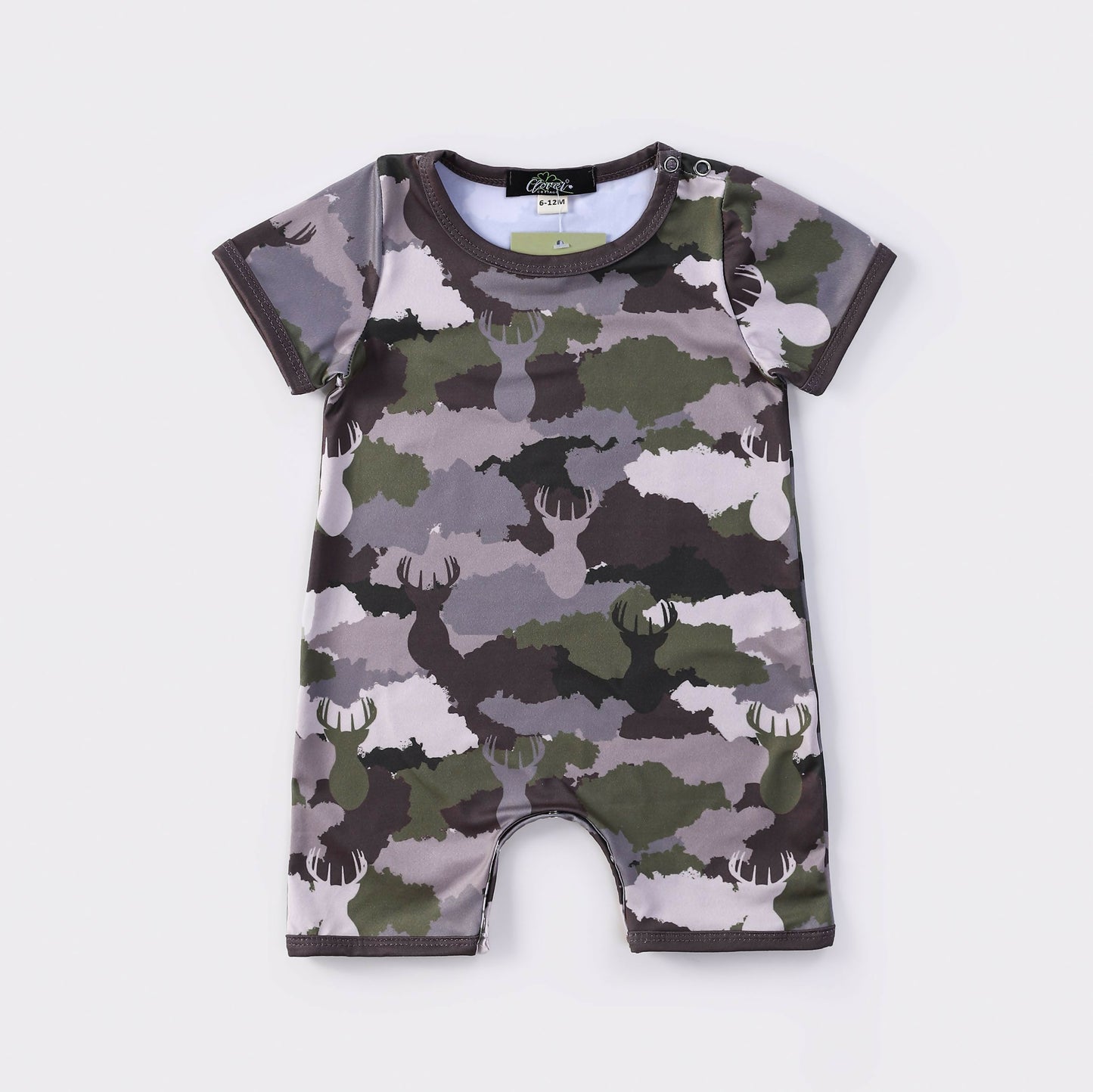 deer camo boy short romper