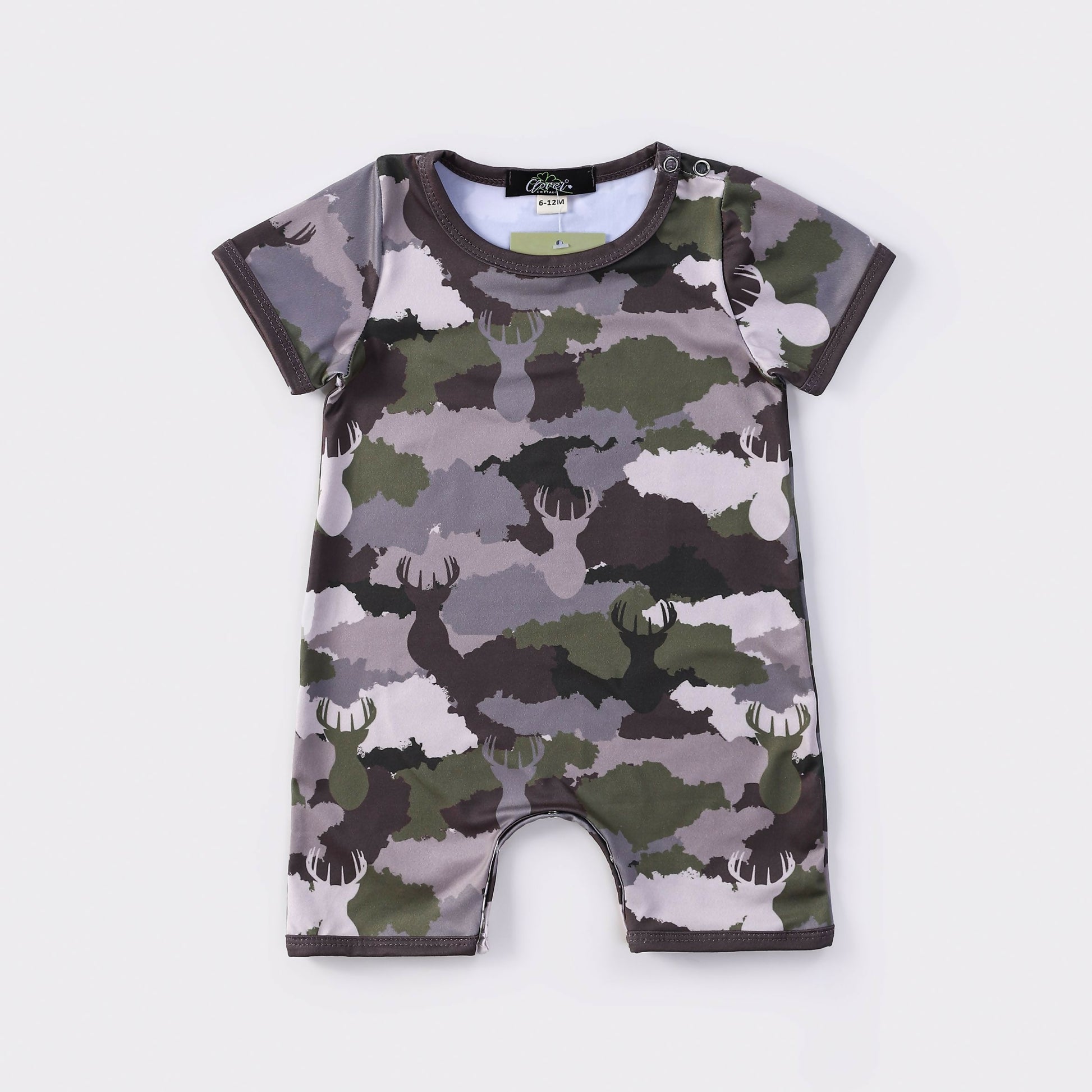 deer camo boy short romper