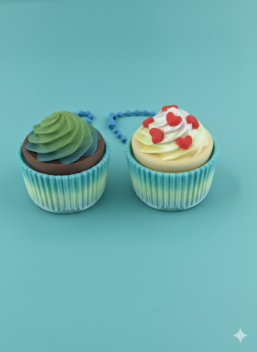 Cupcake Clicker Keychain – 3D Printed Fidget Dessert Charm