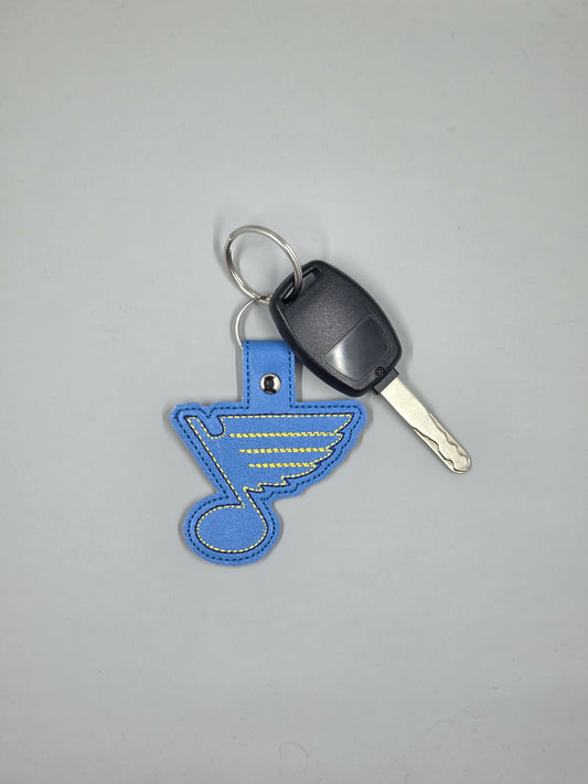 St. Louis Blues Note Embroidered Keychain | Blue and Gold Vinyl Keychain