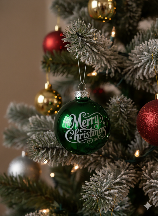 Merry Christmas Glass Ornament – Classic Holiday Decoration