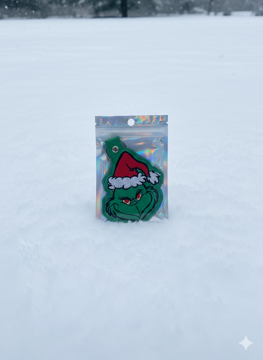 Green Mean Guy • Embroidered Vinyl Keychain