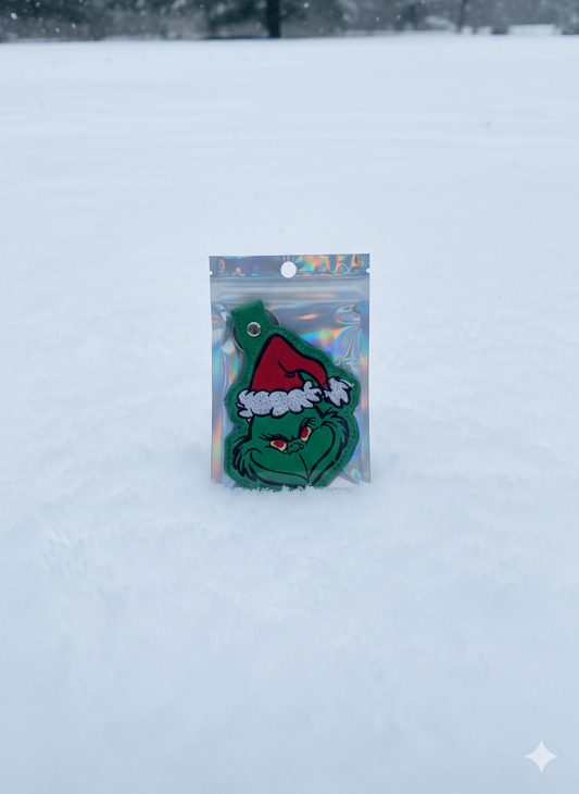 Green Mean Guy • Embroidered Vinyl Keychain