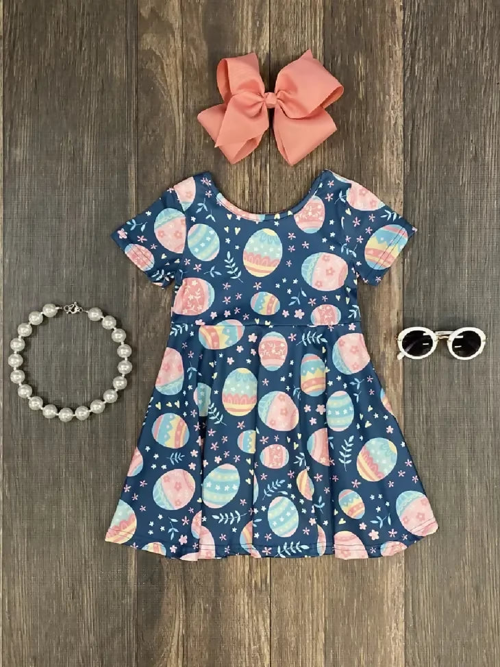 Navy Easter Egg Twirl Dress