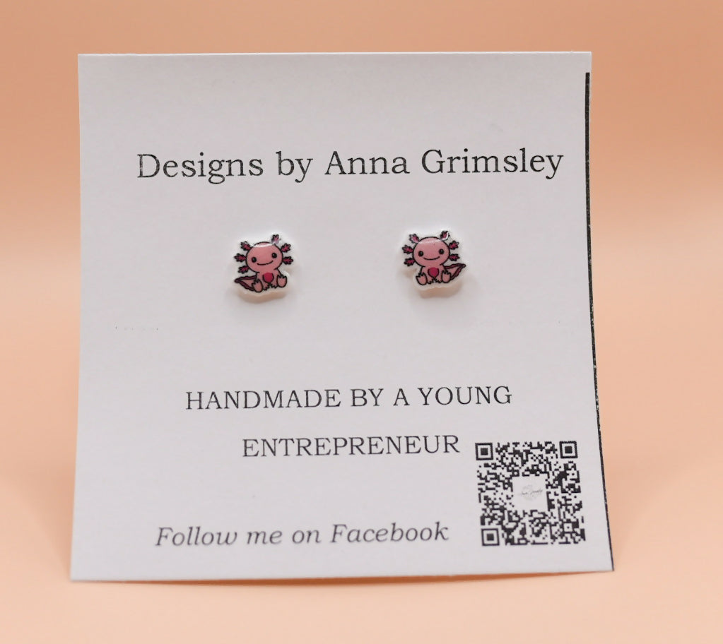Pink Axlotl Earrings