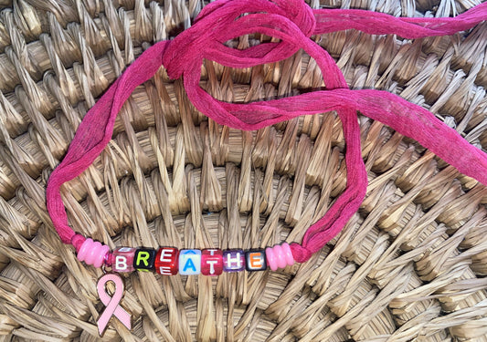 Breathe Pink Ribbon Charm (Adult)