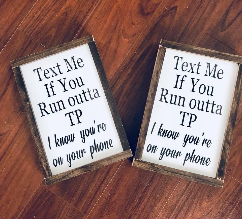 Text Me Bathroom Sign