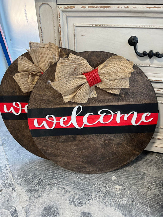 Welcome Red Line round door hanger
