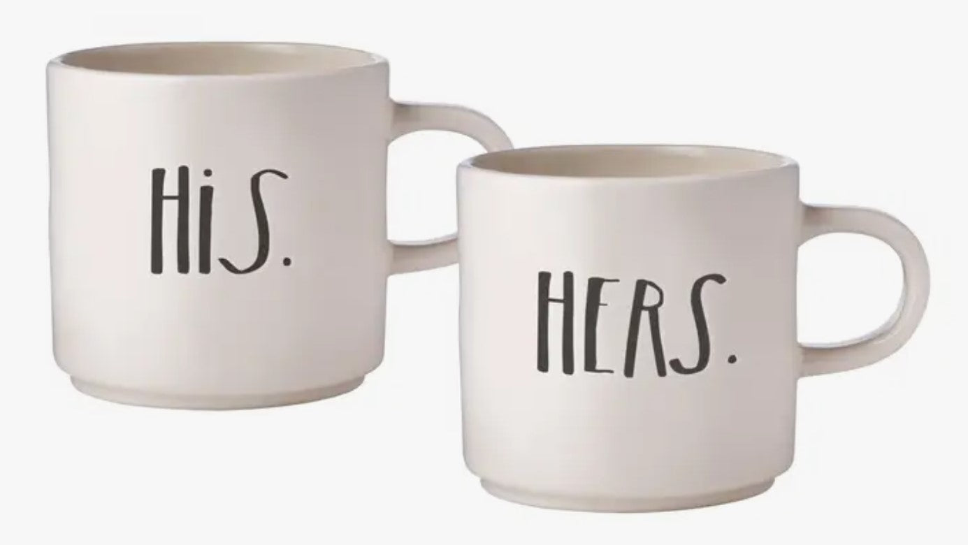 Rae Dunn Stem Print His + Hers Mugs - Set of 2
