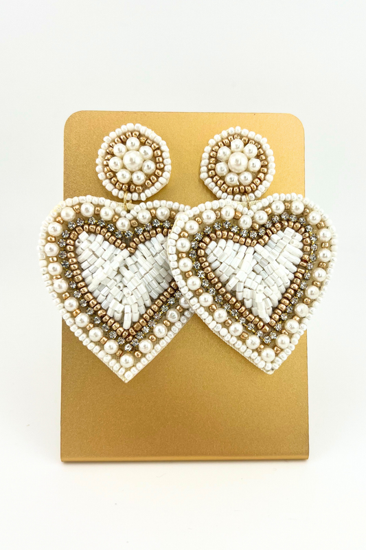 Beaded Heart Earrings