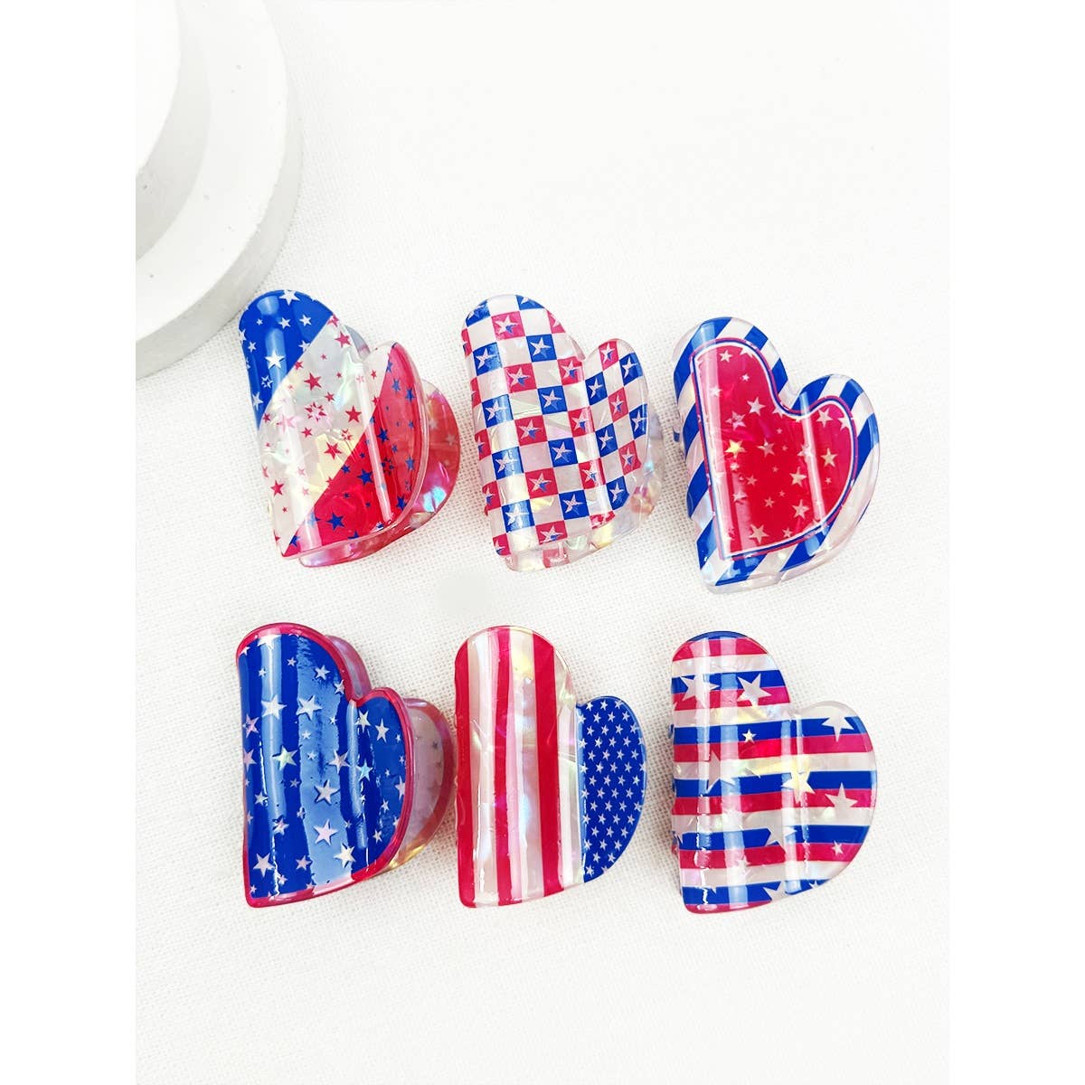 Mini Patriotic Rectangle Hair Claw Clips