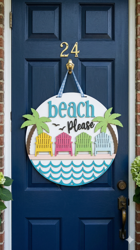 Beach Please – Layered Wooden Door Hanger