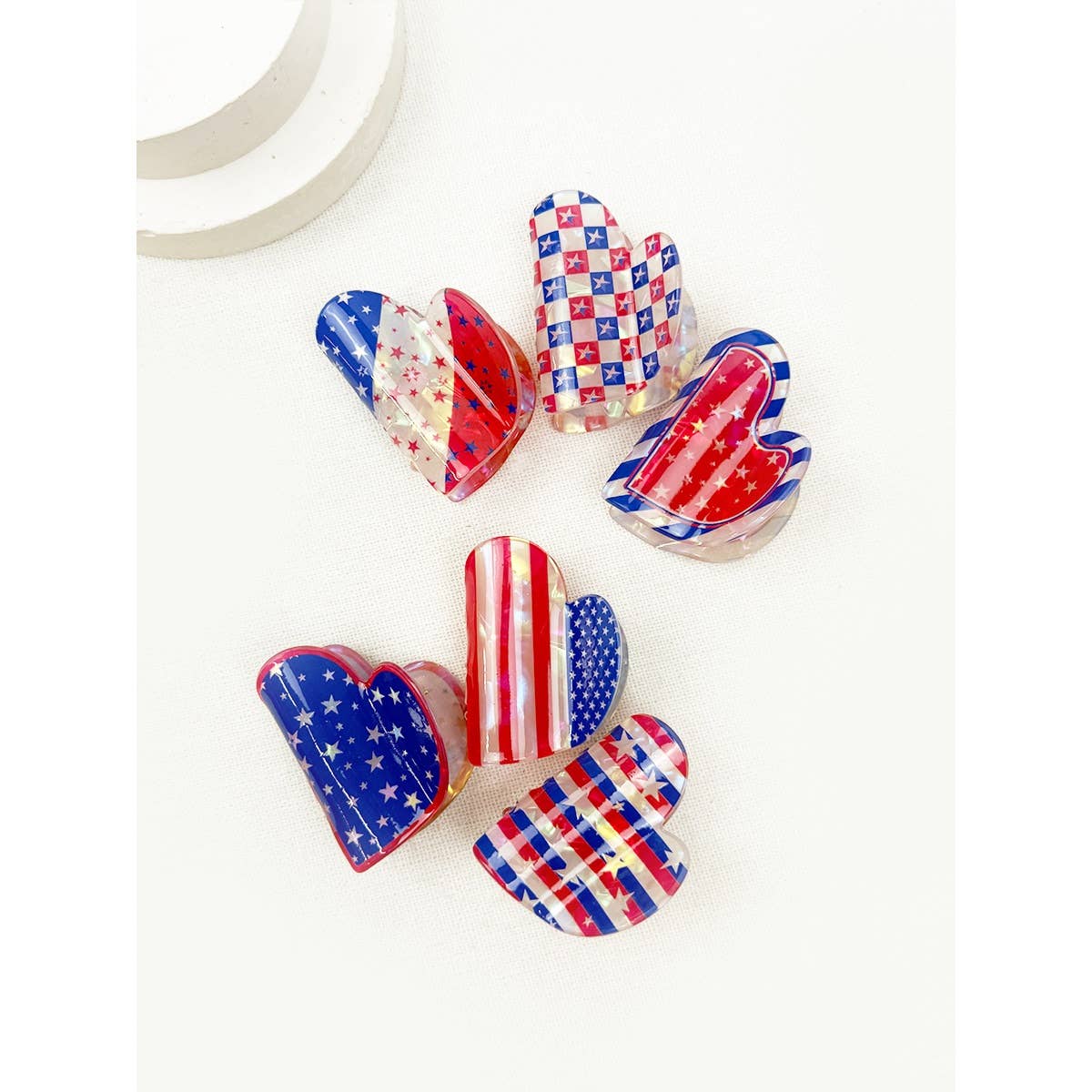 Mini Patriotic Rectangle Hair Claw Clips