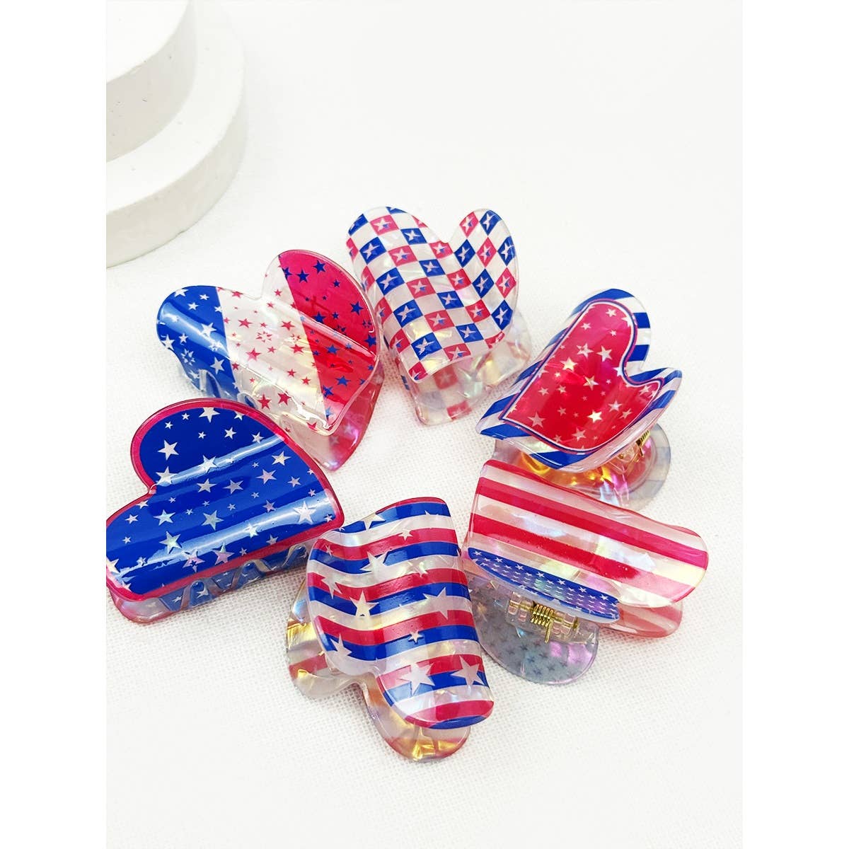Mini Patriotic Rectangle Hair Claw Clips