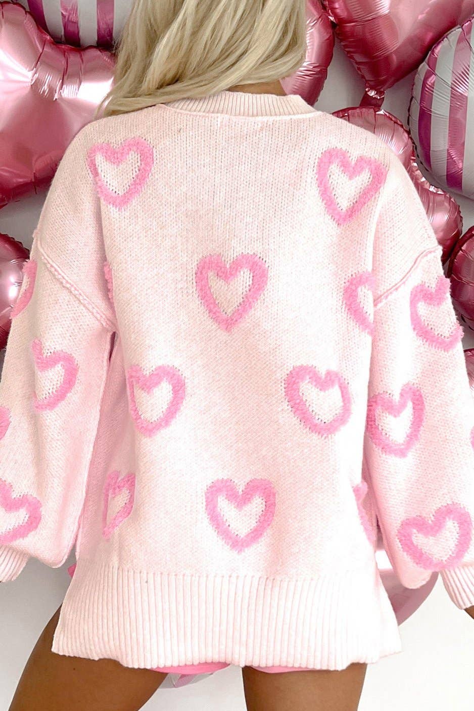 Heart Bubble Sleeve Sweater