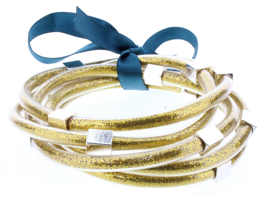 Gold Glitter Filled Bangles Bracelet Set