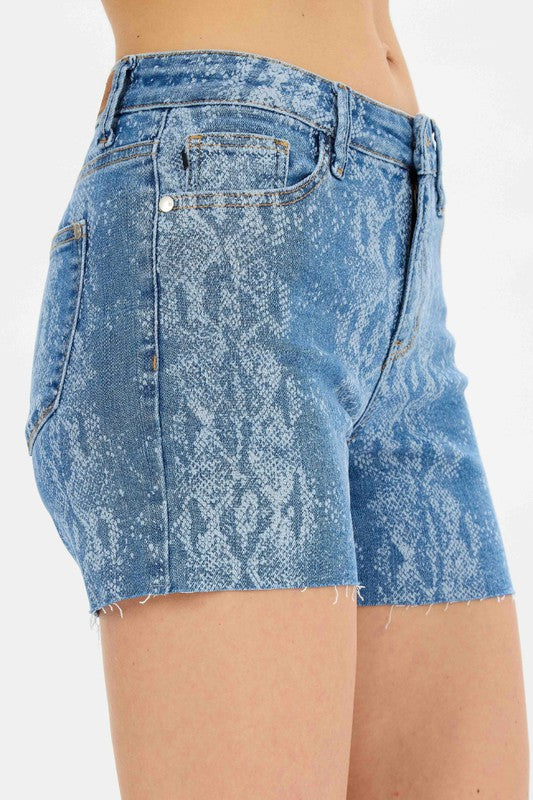 Judy Blue Snake Print Cut Off Shorts