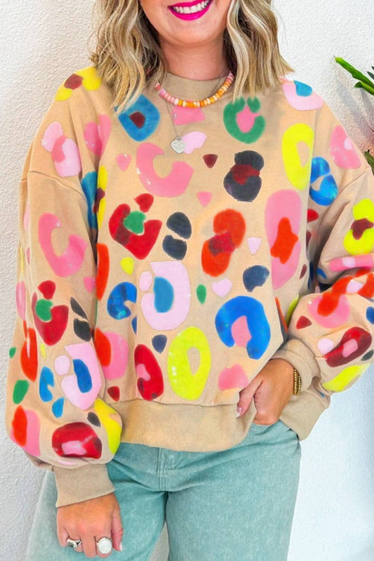 Multicolor Leopard Crew Neck