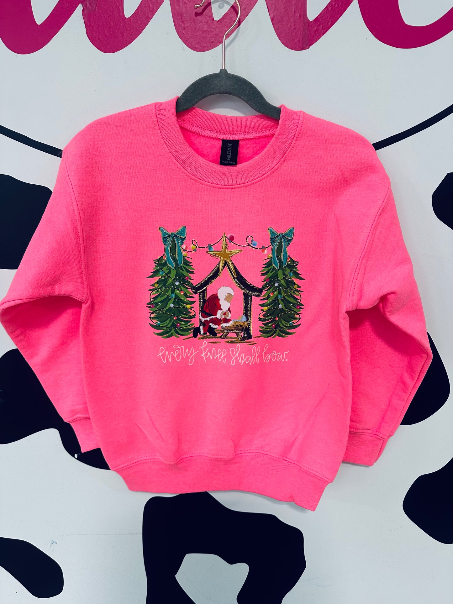 Santa at the manger kids crew neck