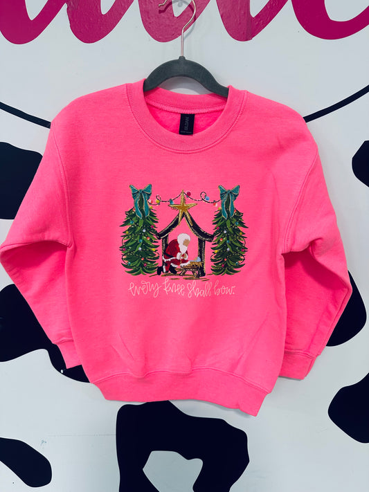 Santa at the manger kids crew neck