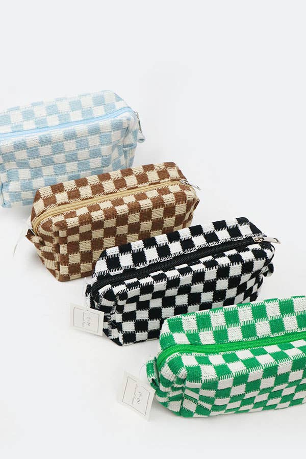 Pink Checkered  Cosmetic Bag