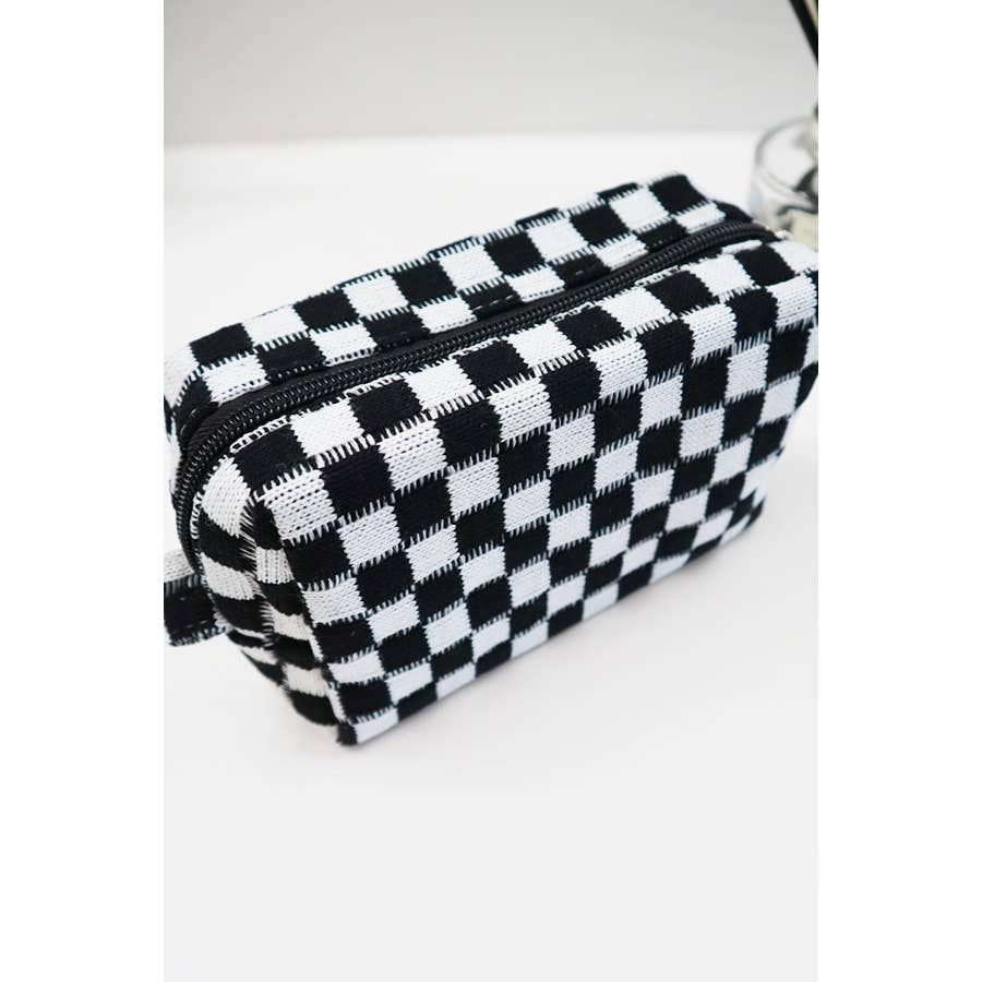 Pink Checkered  Cosmetic Bag