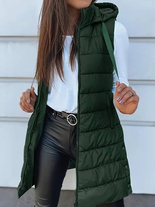 Hooded Zipper Quilted Vest