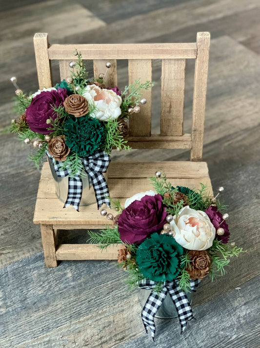 Holiday Wood Flower Bucket
