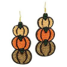 Beaded Stacked Pumpkin Earrings