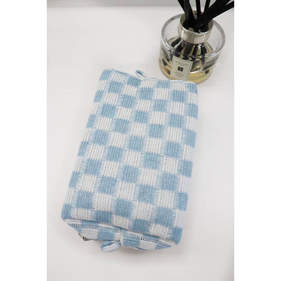 Pink Checkered  Cosmetic Bag