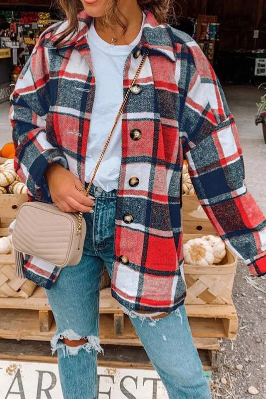 Navy and Red Plaid Shacket