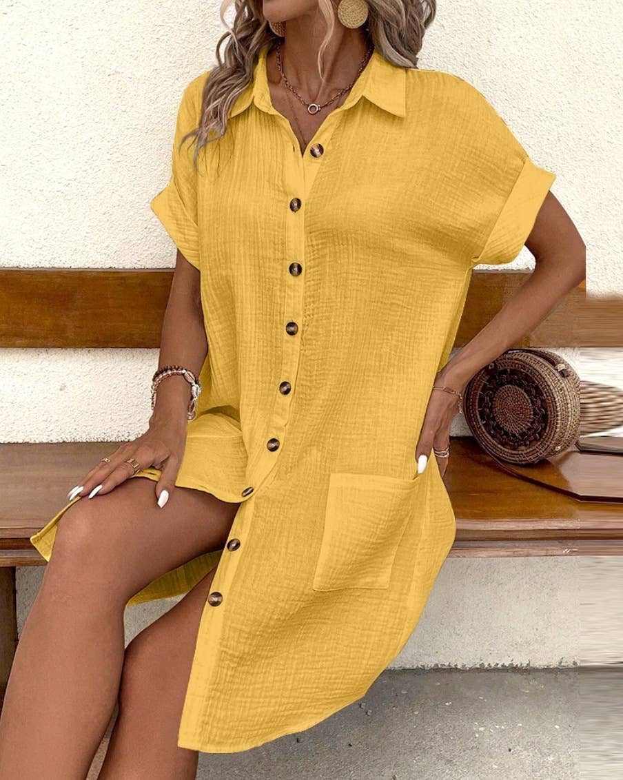 Yellow button dress