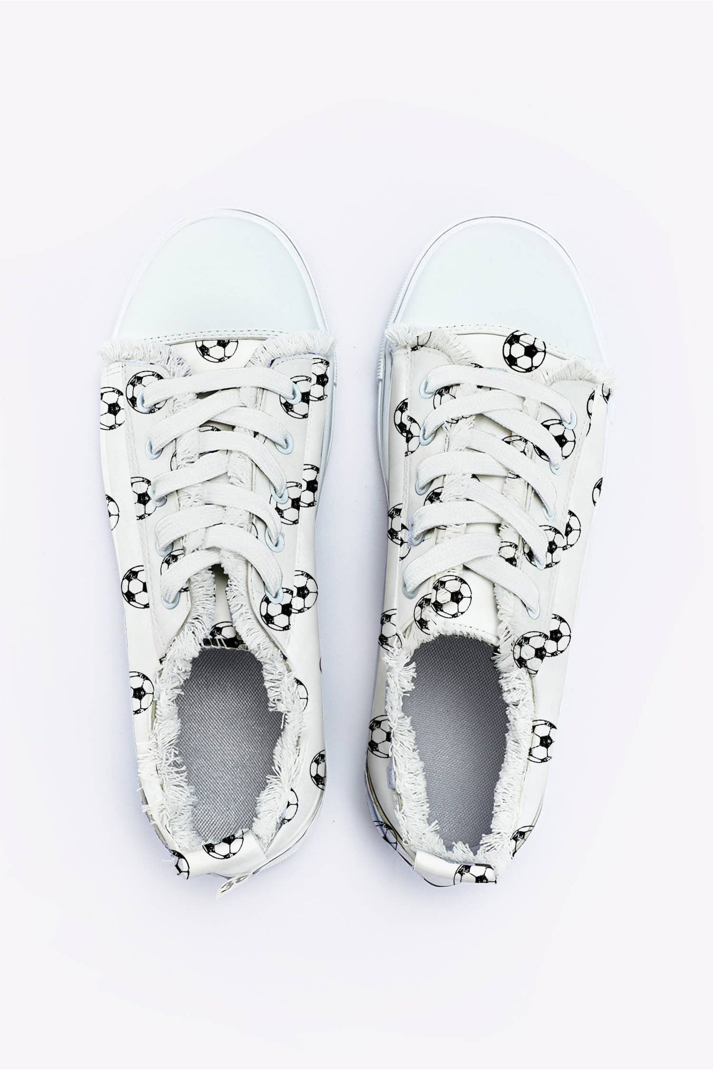 Soccer Print Frayed Canvas Sneakers