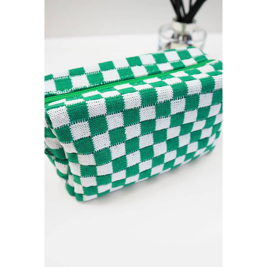 Pink Checkered  Cosmetic Bag