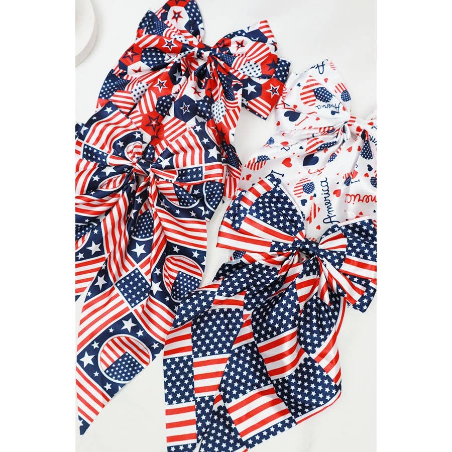 Jumbo Patriotic Hair Satin Bow