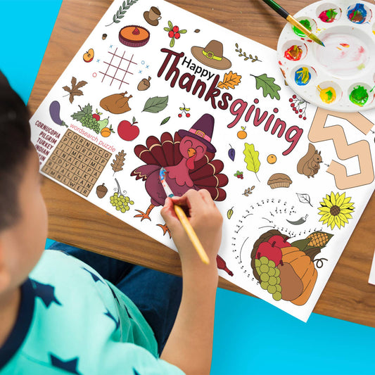 Thanksgiving Coloring Tablecloth Set