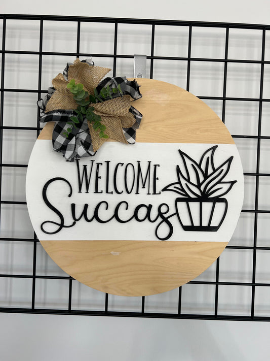 Welcome Succas Round Door Hanger