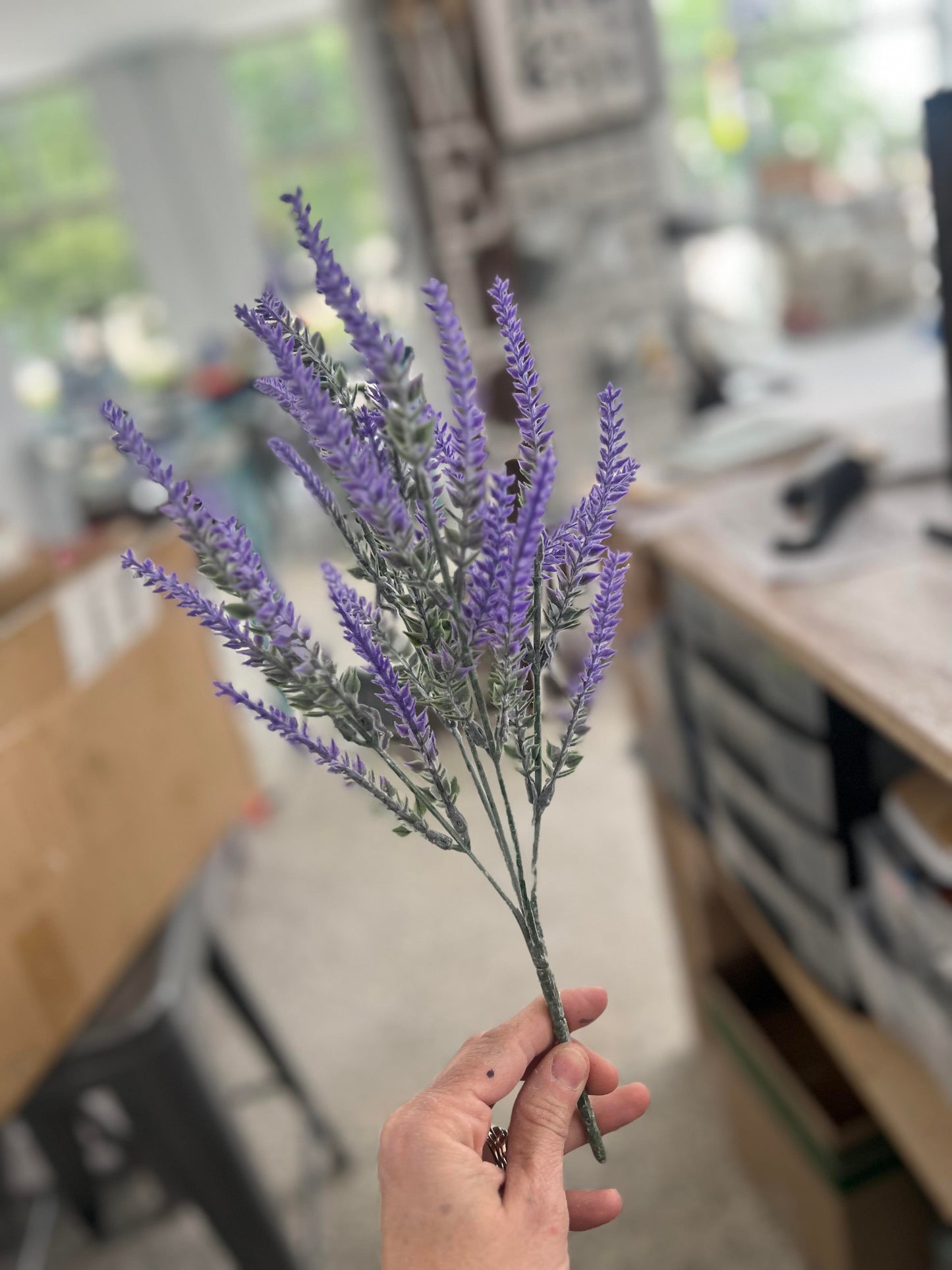 Artificial Frosted Lavender bush