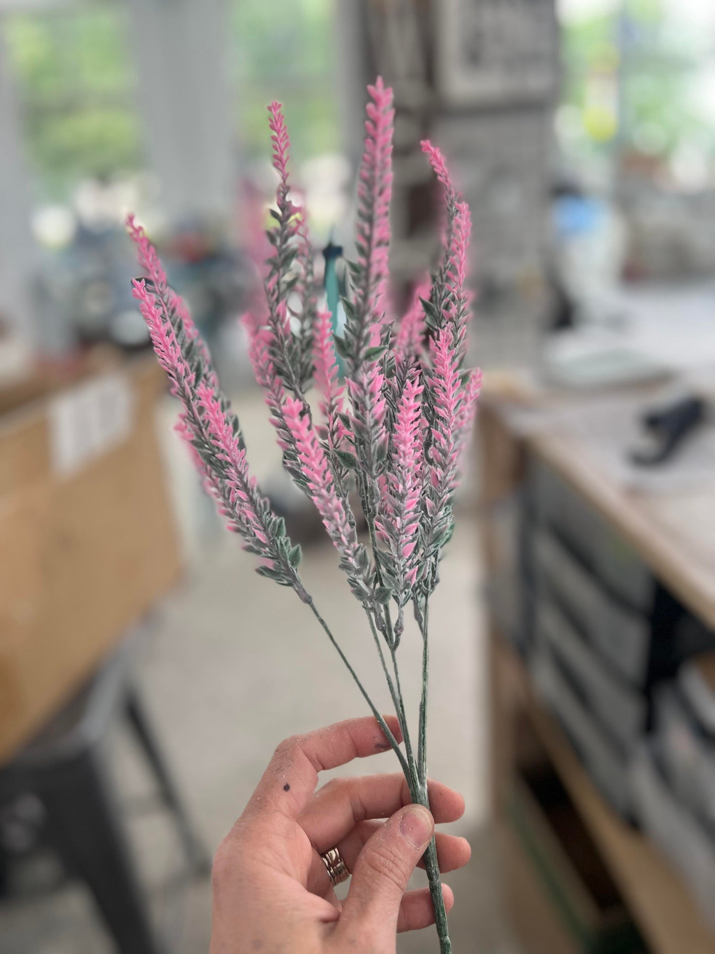 Artificial Frosted Lavender bush