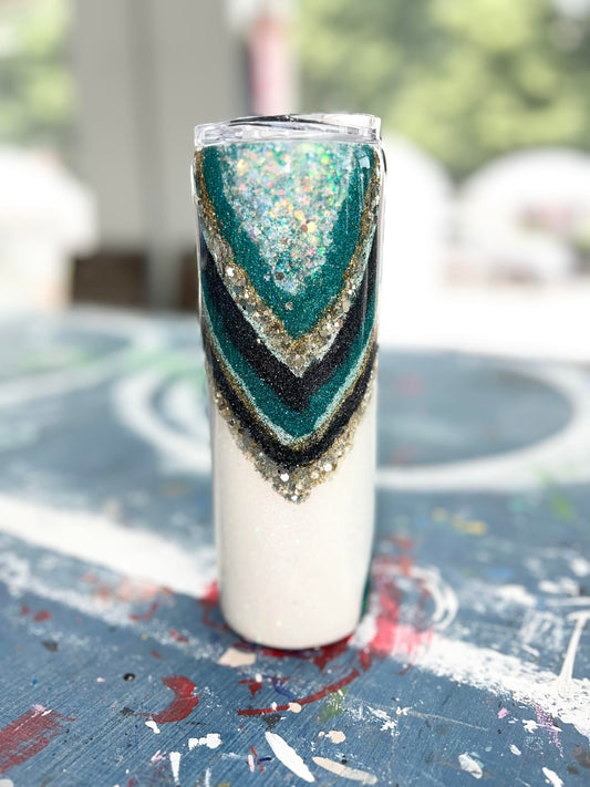 Teal and Gold Geode Tumbler