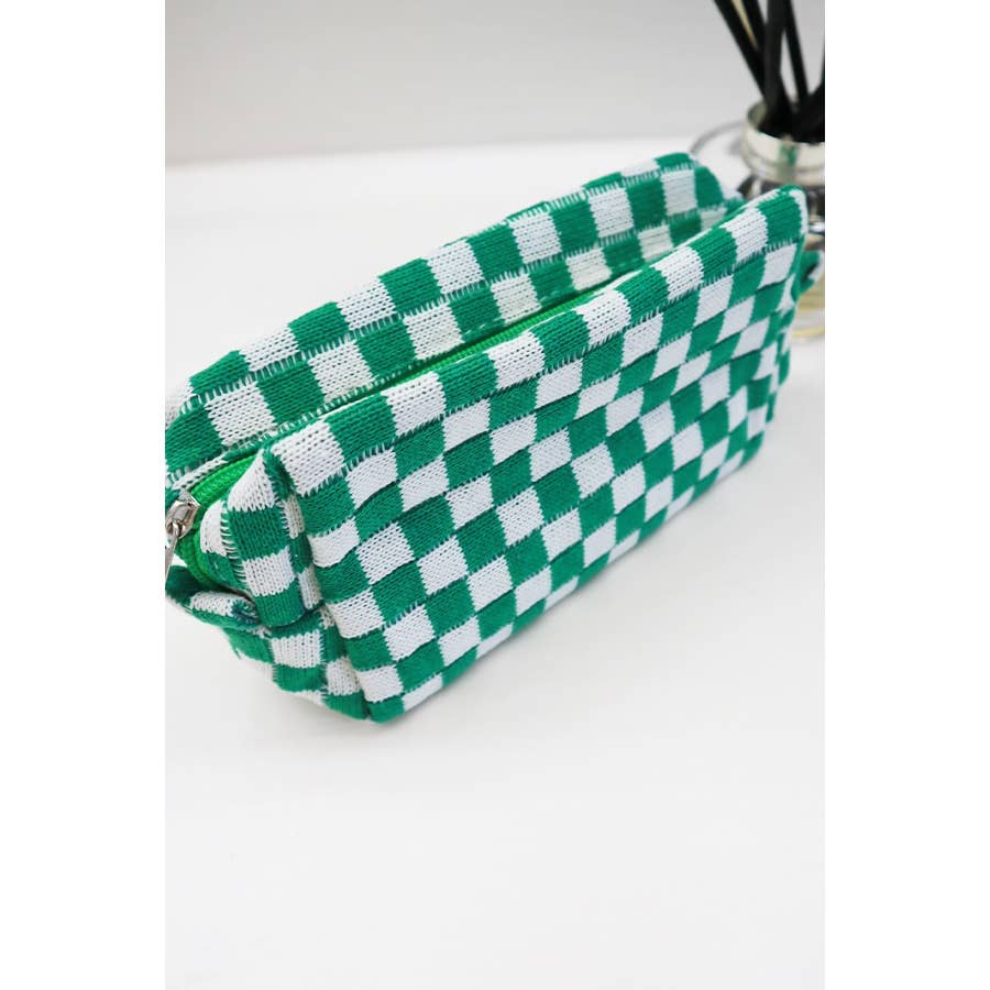 Pink Checkered  Cosmetic Bag